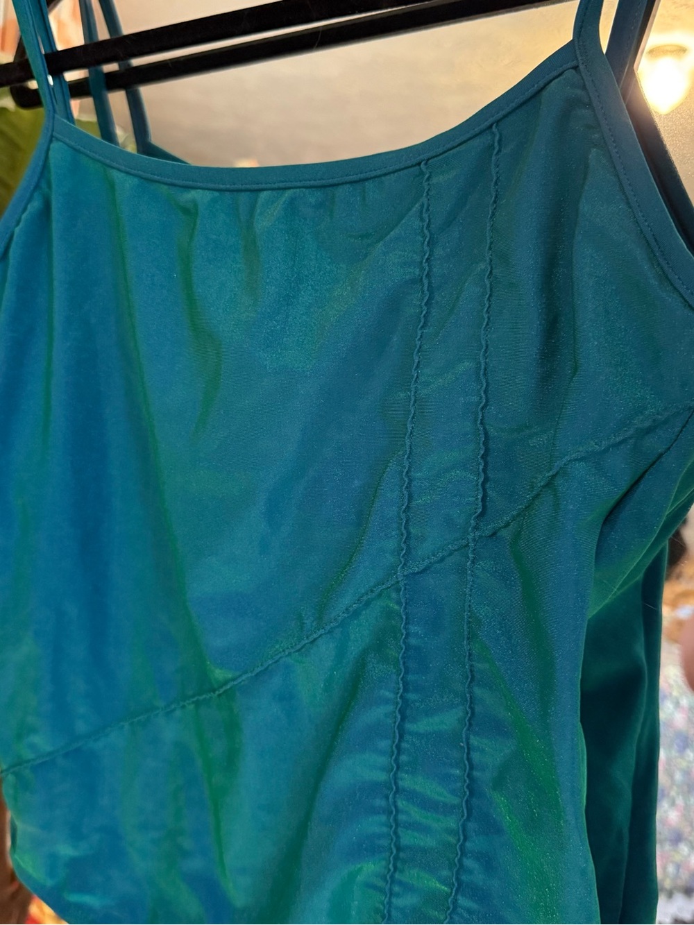 Vintage 90s Jantzen blue & green metallic bathing suit - Picture 3 of 7